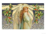 Christmas Angel with Holly Giclee Print