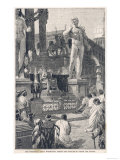 The Emperor Caligula is Worshipped as a God Before the Statues of Castor and Pollux Rome Giclee Print