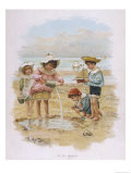 Children Playing in a Pool on the Beach Giclee Print Children Playing in a Pool on the Beach Giclee Print