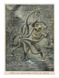 Huge Octopus Nearly Succeeds in Overcoming American Diver Martin Lund But is Eventually Beaten Off Digitálně vytištěná reprodukce Huge Octopus Nearly Succeeds in Overcoming American Diver Martin Lund But is Eventually Beaten Off Digitálně vytištěná reprodukce