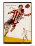 Two Players Challenging Each Other for the Same Ball Giclee Print