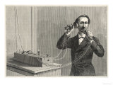 Using Bell's Original Telephone Apparatus Giclee Print