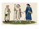 Costumes of English Religious Types, a Priest with a Tonsure Meets Two Pilgrims Giclee Print