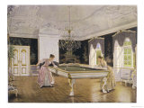 Two Ladies Play in an Elegant Billiard-Room Giclee Print Two Ladies Play in an Elegant Billiard-Room Giclee Print