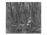 An Explorer Hacking His Way Through a Bamboo Jungle in Burma Giclee Print