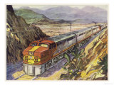 Train of the Santa Fe Railroad Drawn by a Diesel- Electric Locomotive Giclee Print Train of the Santa Fe Railroad Drawn by a Diesel- Electric Locomotive Giclee Print