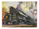 Train of the Pennsylvania Railroad is Hauled by Their Class T-1 Passenger Locomotive Lámina giclée Train of the Pennsylvania Railroad is Hauled by Their Class T-1 Passenger Locomotive Lámina giclée