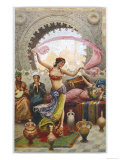 Middle Eastern Belly Dancer Dancing with a Veil to Musical Accompaniment Giclee Print