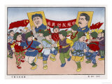 Chinese Children Parade with Banners of Their Two Heroes: Mao and Stalin Pósters Chinese Children Parade with Banners of Their Two Heroes: Mao and Stalin Pósters