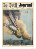 Lieutenant Warneford Shoots Down the First Zeppelin of the War Over Ghent Giclee Print