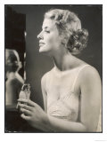Lady in Her Slip Putting on Her Perfume Before Dressing Giclee Print