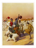 Group of Young Men Play Football in Sudan, are They Aware of the Handball Rule Reproduction procédé giclée