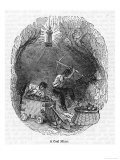 By the Light of a Davy Safety Lamp Two Miners Work at the Coal Face Giclée-Druck