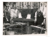 Beating an Iron Rod on an Anvil Having First Softened the Metal in the Roaring Furnace Lámina giclée