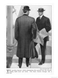 American 3/4 Length Overcoat in a Self-Stripe Woollen Fabric with Velvet Collar Giclee Print