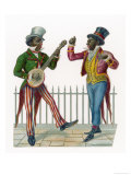 Pair of Minstrels One Playing a Banjo Giclee Print