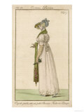 White Gown with Self- Embroidered Hem and White Scarf Worn Like Braces. Accessories Giclee Print