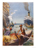 In an Eastern Port Passengers Haggle with Traders Giclee Print
