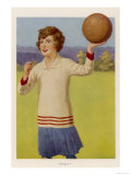 Women's Football: The Referee with Her Whistle About to Start the Game Giclee Print