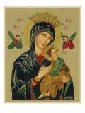 Mary and Jesus with Attendant Angels as Depicted in a Russian Icon reproduction procédé giclée