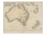 Map of Australia and New Zealand Giclée-Druck