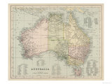Map of Australia with Names of Counties Giclee Print