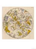 Sky Chart Showing the Signs of the Zodiac and Other Celestial Features reproduction procédé giclée
