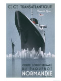 Poster Emphasising the Great Size of the French Transatlantic Liner at le Havre Giclee-vedos Poster Emphasising the Great Size of the French Transatlantic Liner at le Havre Giclee-vedos