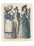 Man: Top Hat with a Tapering Crown and Cut-Away Coat, Women: Buffonts Belt with Medallion Buckle Giclee Print