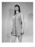 Short Sleeveless Button Front Beach Robe with a Decorative Braid Trim Giclee Print