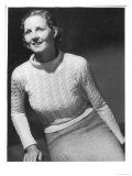 Hand-Knitted Jumper in a Cable Stitch with Cuffs and a Roll Collar Giclee Print