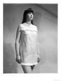 Short Sleeveless Button Front Beach Robe with a Band of Contrasting Fringing Across the Chest Giclee Print