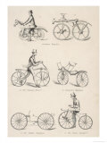Variety of Early Bicycles Giclee Print