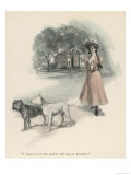 An American Girl Walks with an English Bull Terrier and and a Bulldog Giclee Print