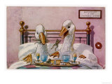 Couple of Geese Breakfast in Bed: Their Meal Includes Eggs Can They be Cannibals Giclee Print