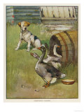 Dog Looks Disapprovingly at a Gaggle of Geese Giclee Print