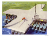 Mid-Ocean Landing Platform for Intercontinental Flights Giclee Print