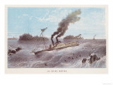 Paddle Steamer Negotiates the la Chine Rapids of the St. Lawrence River Quebec Canada Lámina giclée