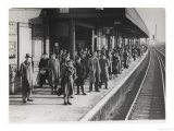 Platform Full of Commuters Wait for the London Waterloo Train Service During the Morning Rush Hour Giclee Print