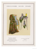 Brightly Coloured Dressing Gown in a Stylized Floral Print with Green Roll Collar and Cuffs Giclee Print