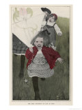 Children Running with a Kite Giclee Print by Sarah S. Stilwell