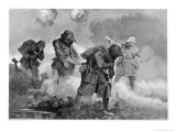 British Troops Transporting Ammunition During Gas Attack Led by 2nd Lieutenant E.M. Allfrey Giclée-Druck von J.h.valda Valda