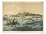 Puynipet Aka Bonibai &C in the Caroline Islands (Pacific) with Surrounding Coral Reef Reproduction procédé giclée par Ferdinand Von Hochstetter