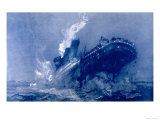 The Titanic Disappears with Lights Still Working on the Ship Giclee Print