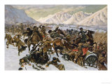 Russians Skirmish with Turkish Forces in the Caucasus Mountains Lámina giclée
