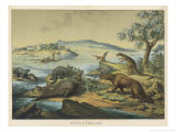 Animals and Plants of the Post-Jurassic Era in Southern England Reproduction procédé giclée par Ferdinand Von Hochstetter