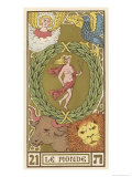 Tarot: 21 Le Monde, The World reproduction procédé giclée par Oswald Wirth