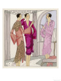 Three Women in Crepe Satin Lingerie by Premet (Lace by Racine) Chat Casually of This and That Giclee Print