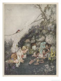 Boy Receives Presents from Friendly Gnomes Giclee Print by Gustaf Tenggren