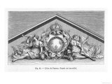 The Coat of Arms or Shield of France Incorporated into a Classical Style Pediment in Bas-Relief Giclee Print